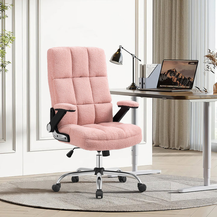Ergonomic Office Chair Velvet and Teddy Fleece Fabric Inbox Zero Upholstery Color: Pink