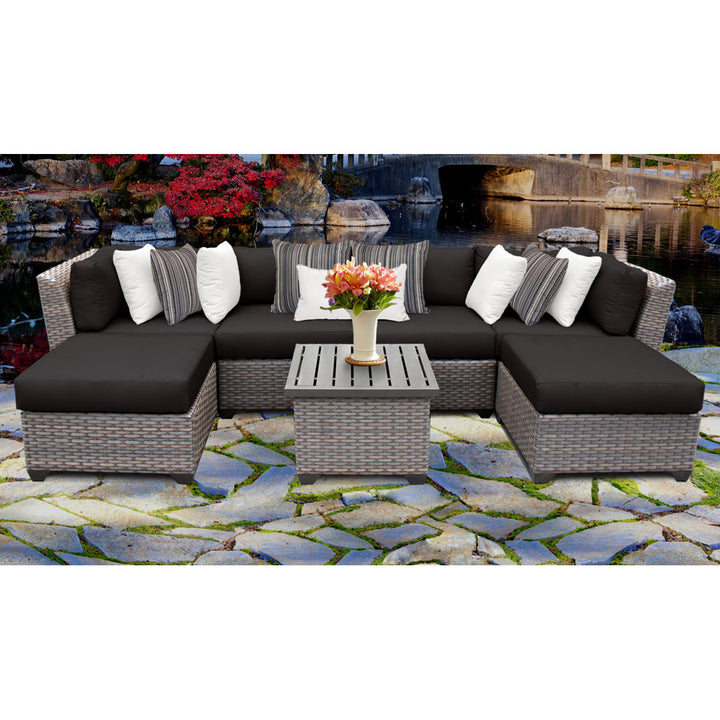 Amjad 7 Piece Outdoor Sectional Seating Group with Cushions Lark Manor™ Cushion Color: Black Performance