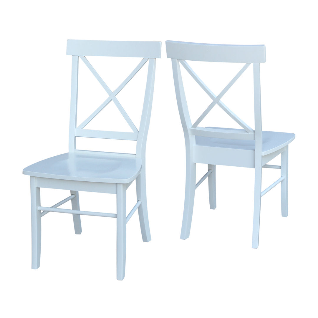 Solid Wood Cross Back Side Chair (Set of 2) August Grove® Color: Bright White
