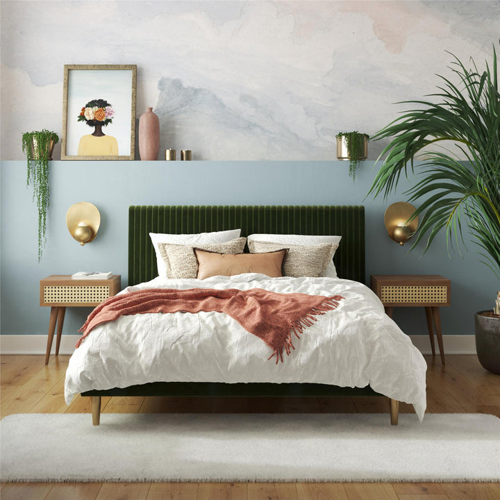 Daphne Upholstered Low Profile Platform Bed Mr. Kate Color: Olive Green Velvet Size: Full