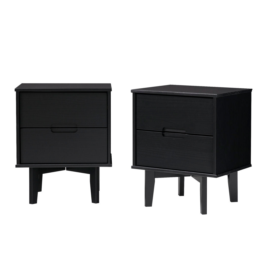 Aizlyn Mid-Century Modern Solid Wood Groove-Handle Nightstands (Set of 2) Wade Logan® Color: Black