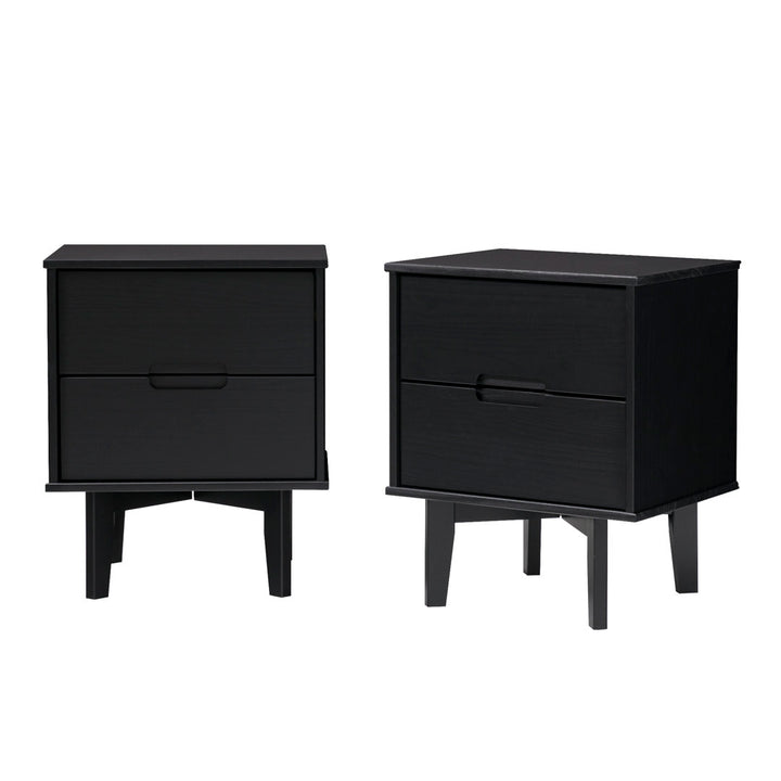 Aizlyn Mid-Century Modern Solid Wood Groove-Handle Nightstands (Set of 2) Wade Logan® Color: Black
