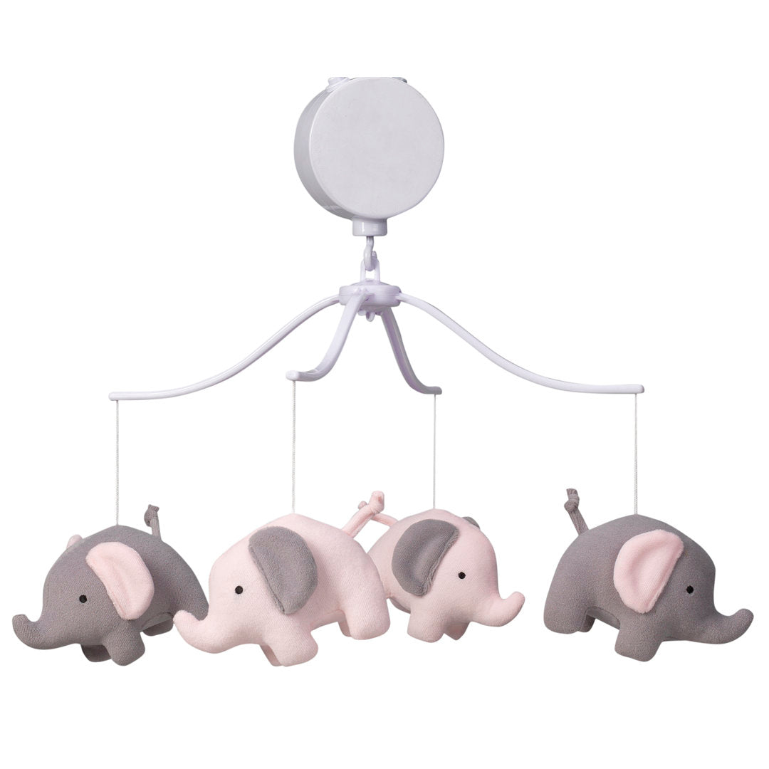 Eloise Pink/Gray Elephant Musical Baby Crib Mobile Bedtime Originals