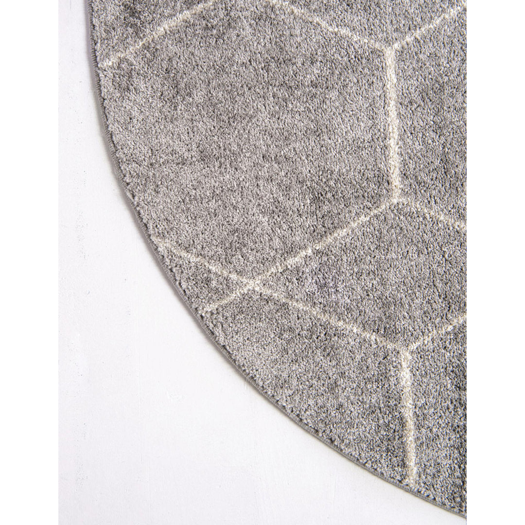 Debrodie Geometric Light Gray Area Rug George Oliver Rug Size: Round 8'