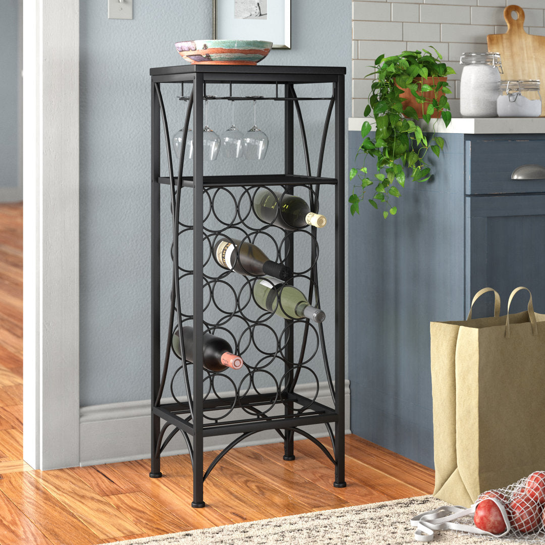 Arveda Home Bar, Wine Rack, Metal, Black, Black, Transitional Lark Manor™ Finish: Black