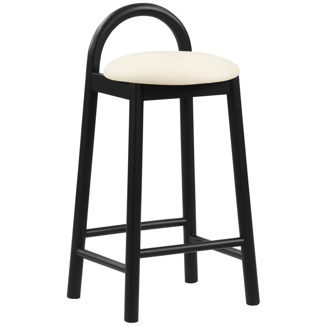 Bartolomea 27" Counter Bar Stool Latitude Run® Frame Color: Black, Seat Color: Cognac