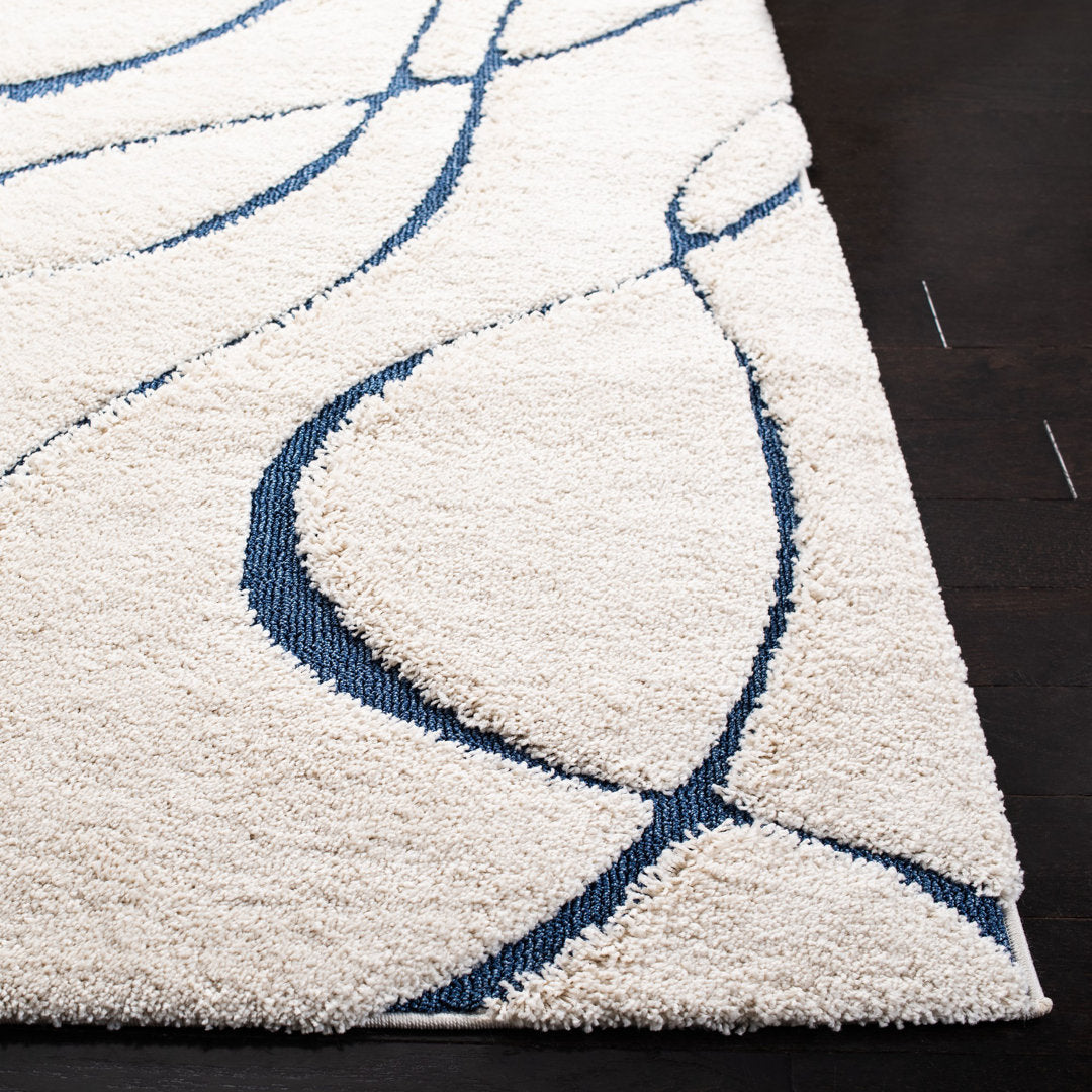 Ashal Abstract Cream/Blue Area Rug Wade Logan® Rug Size: Square 11'