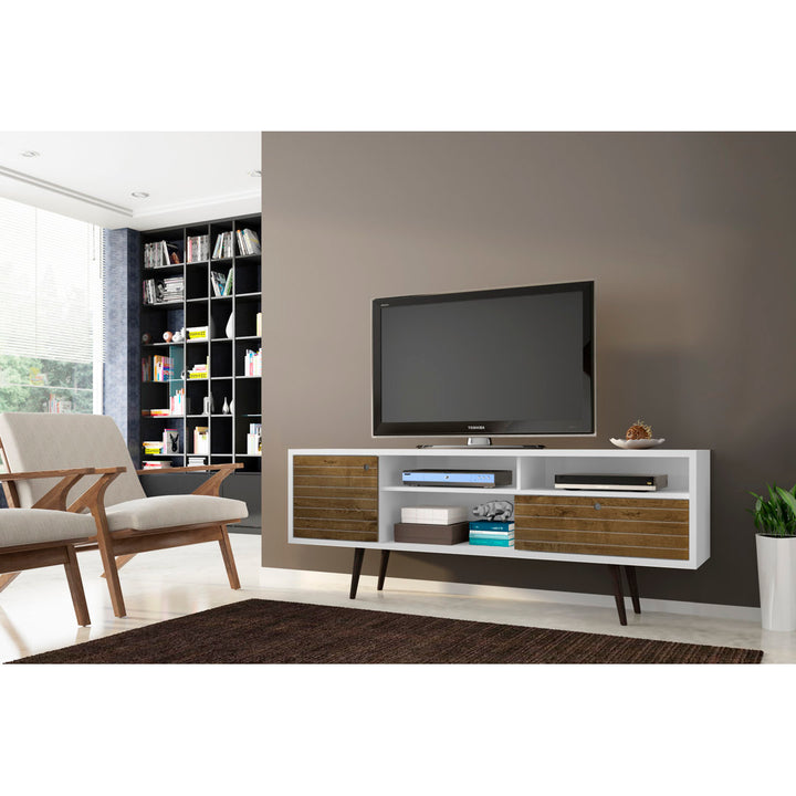 Darryl TV Stand Zipcode Design™ Color: White/Rustic Brown