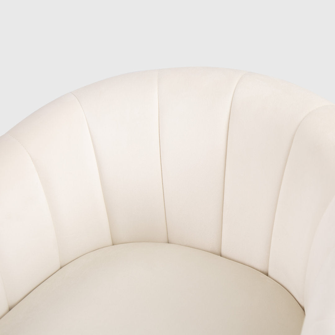 Lydia 29.5" Wide Velvet Upholstered Swivel Barrel Chair Latitude Run® Body Fabric: White Cotton Blend