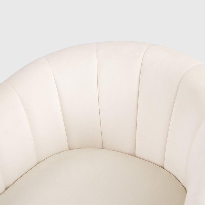 Lydia 29.5" Wide Velvet Upholstered Swivel Barrel Chair Latitude Run® Body Fabric: White Cotton Blend