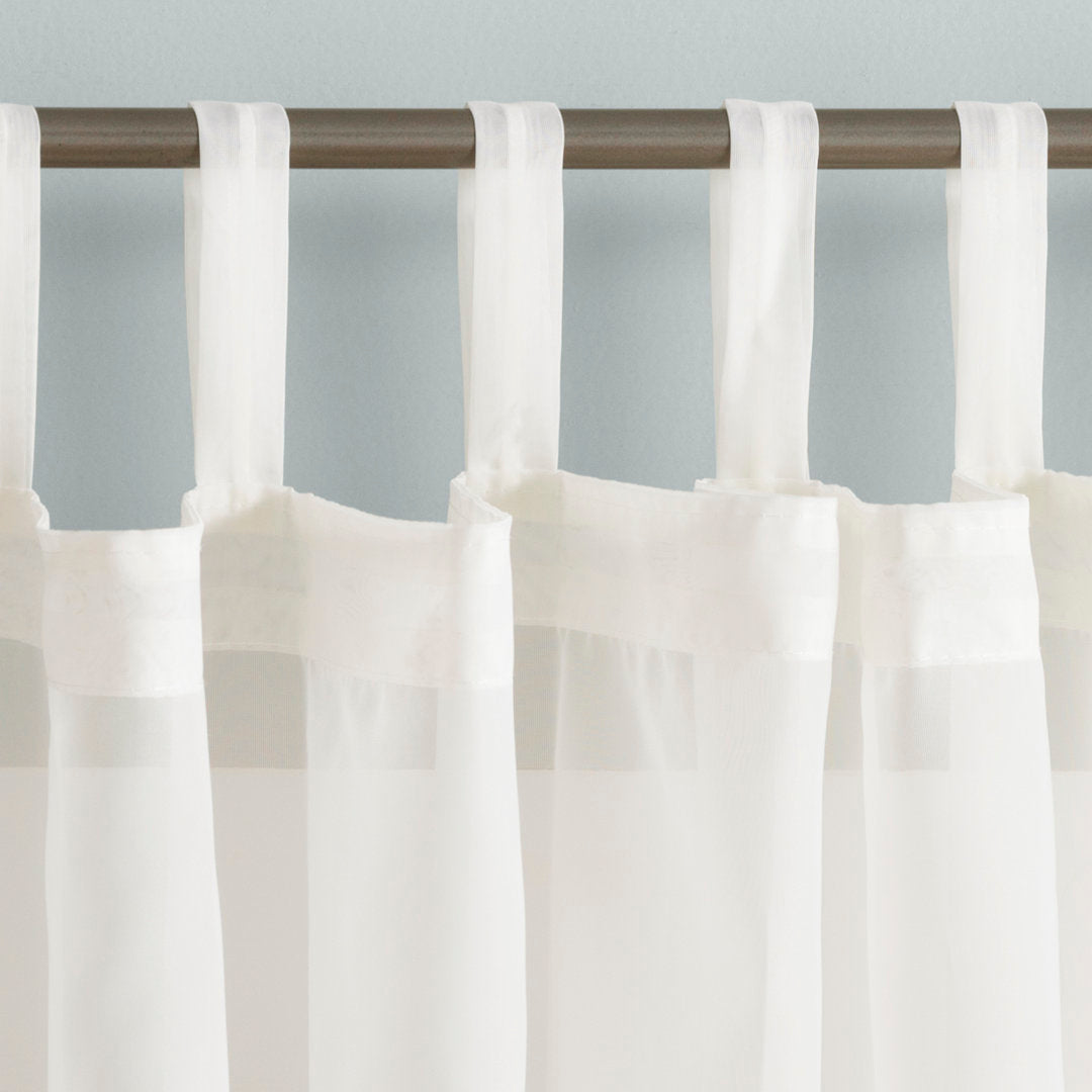 Wayfair Basics® Sheer Tab Top Curtain Panel Wayfair Basics® Curtain Color: Eggshell Size per Panel: 59"W x 63"L