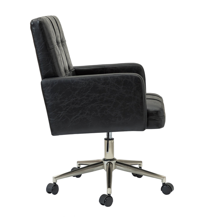 Auric Mid-Century Modern Vegan Leather Height-Adjustable Swivel Office Chair Wade Logan® Upholstery Color: Black