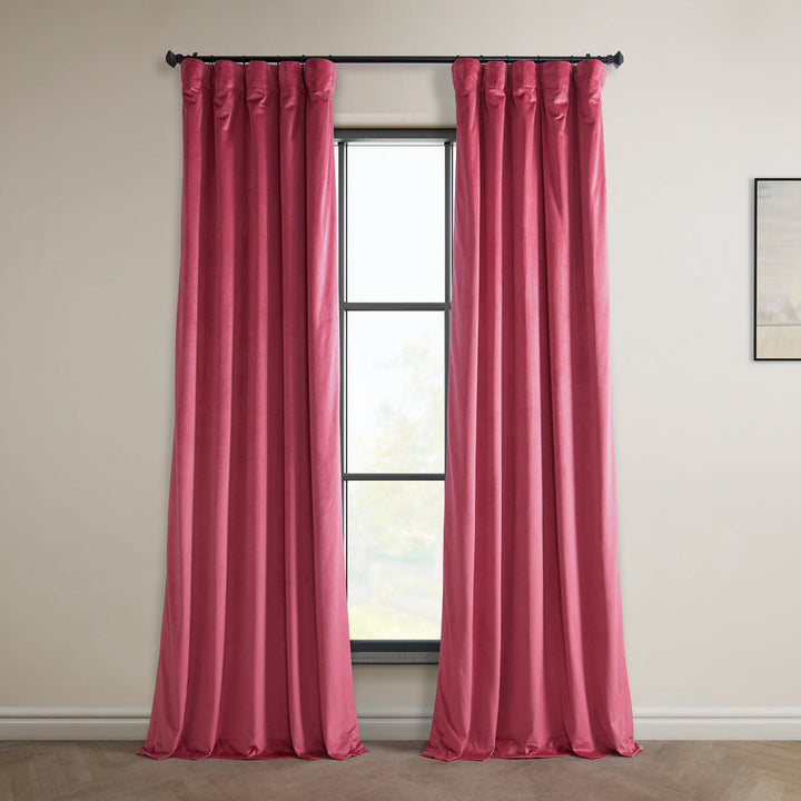 Matra Plush Velvet Curtains for Bedroom - Room Darkening Curtains for Living Room Window Single Panel AllModern Curtain Color: Dark Pink Size per Panel: 50" W x 84" L