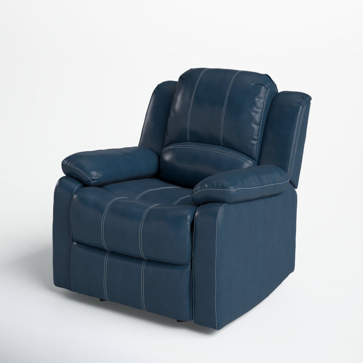 Kahler 37.75" Wide Faux Leather Manual Glider Recliner Andover Mills™ Upholstery Color: Blue Faux Leather