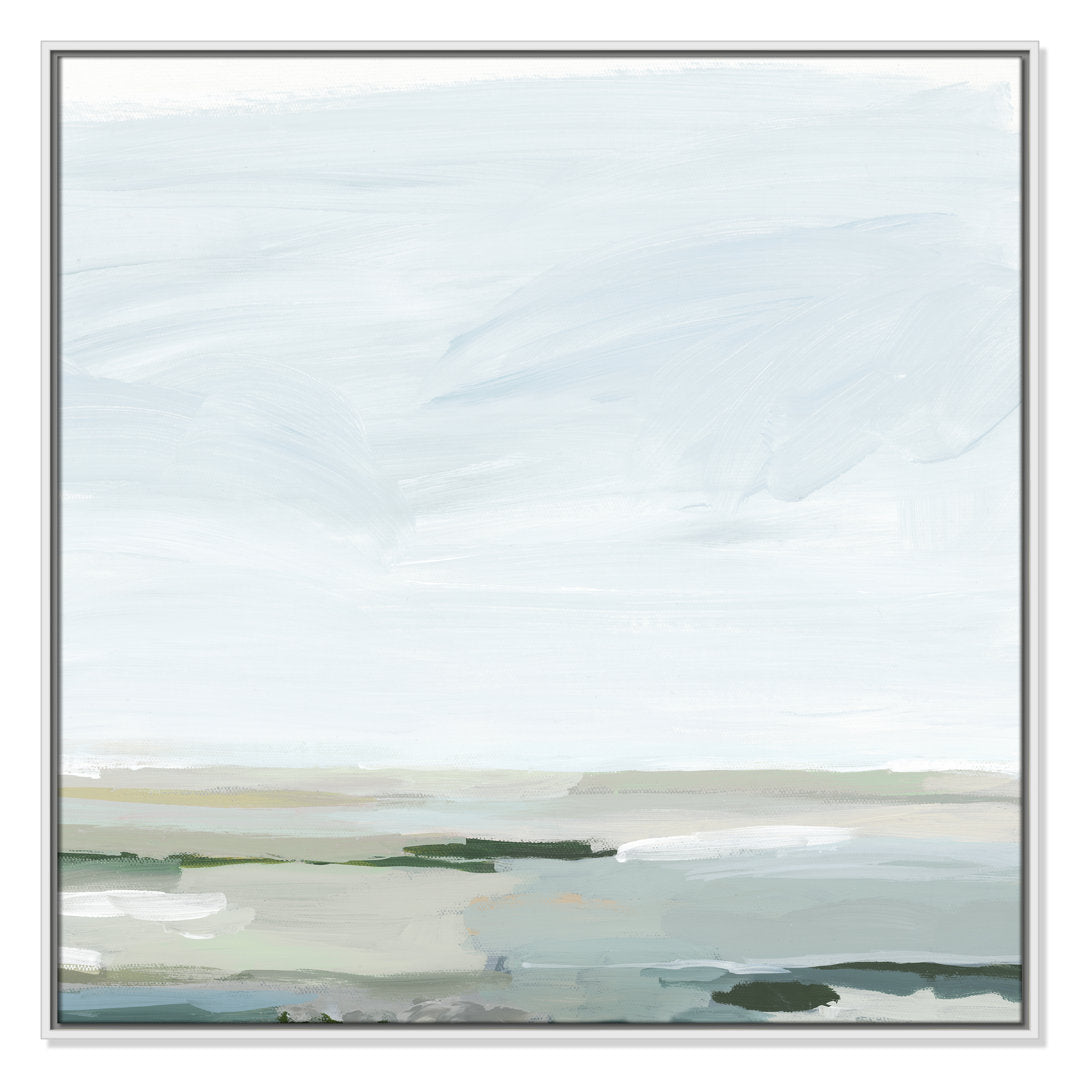 Pure Stillness - Floater Frame Painting Print on Canvas Joss & Main Size: 37.5" H x 37.5" W x 2" D Format: White
