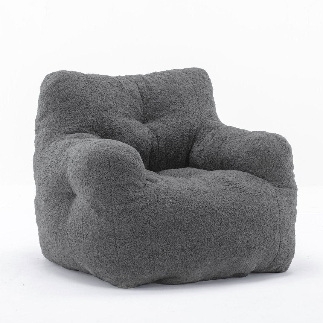 Medium Bean Bag Chair Viv + Rae™ Body Fabric: Gray Faux Fur