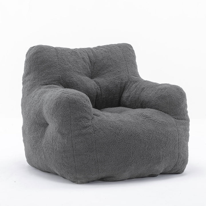 Medium Bean Bag Chair Viv + Rae™ Body Fabric: Gray Faux Fur