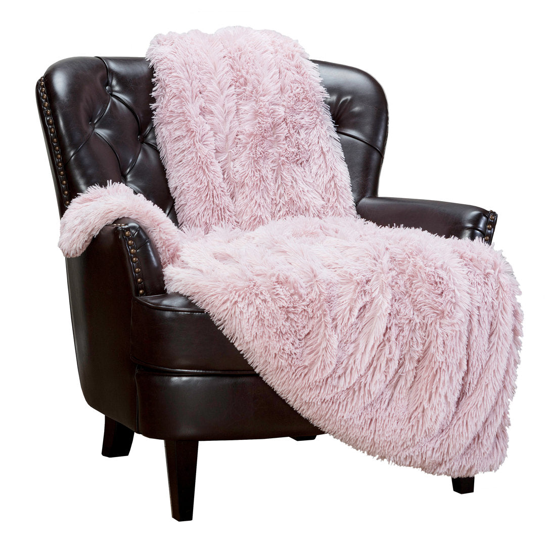 Shaggy Shaggy Super Elegent Sherpa Long Fur Throw Chanasya Color: Rose Dust Size: 50" W x 65" L