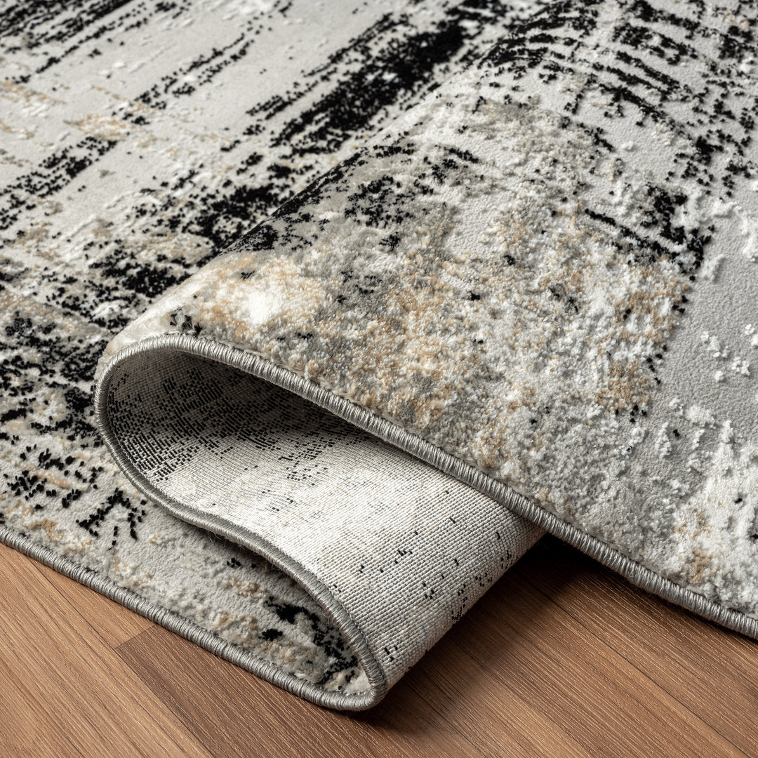 Kailianna Abstract Black/White Area Rug 17 Stories Rug Size: Rectangle 9' x 12'