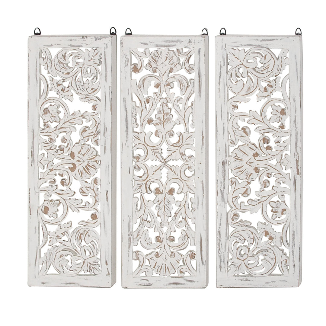 Wooden Handmade Intricately Carved Floral Home Wall Decor Kelly Clarkson Home
