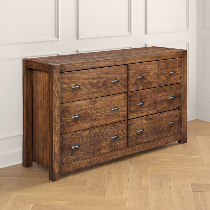 Montauk 6 Drawer Double Dresser Grain Wood Furniture Color: Rustic Walnut