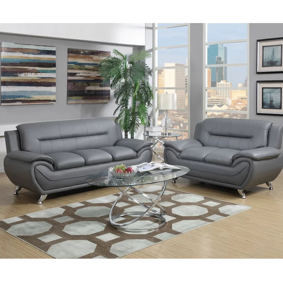 Mulvey 80" Faux Leather Pillow Top Arm Sofa Orren Ellis Upholstery Color: Gray