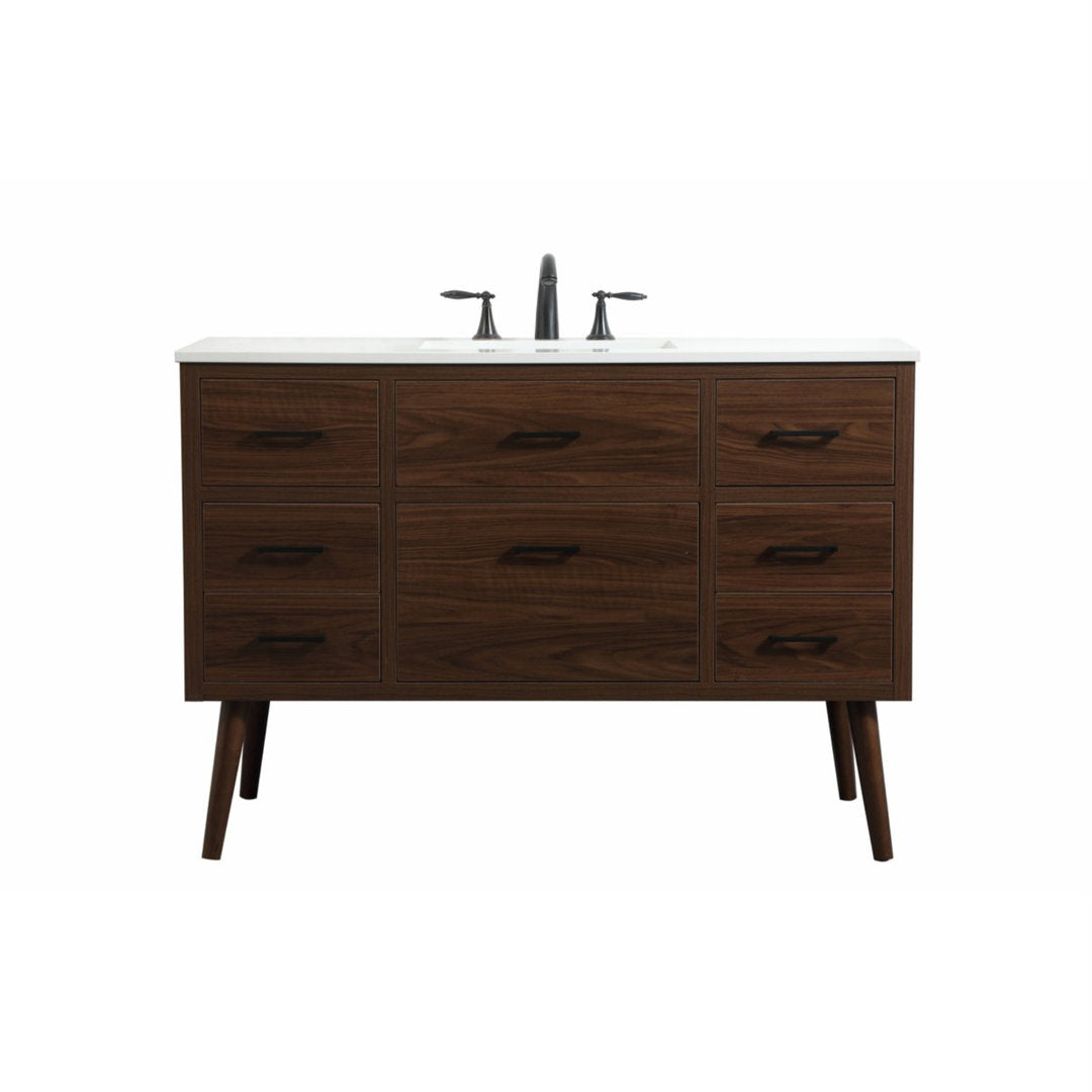 Burkley 48'' Single Bathroom Vanity Set Mercury Row® Base Finish: Walnut