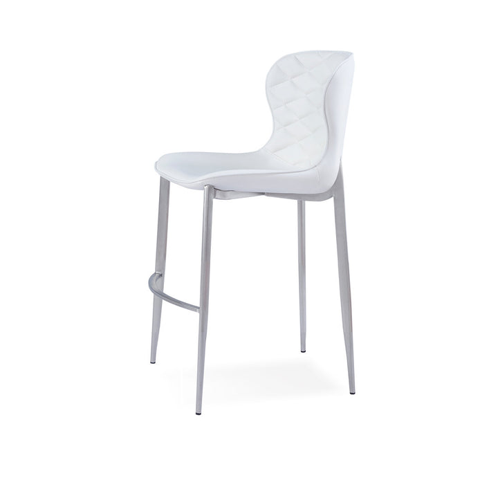 Albert Upholstered Bar & Counter Stool Upper Square™ Base Color: Stainless Steel, Upholstery Color: White Seat Height: Counter Stool (24” Seat Height)