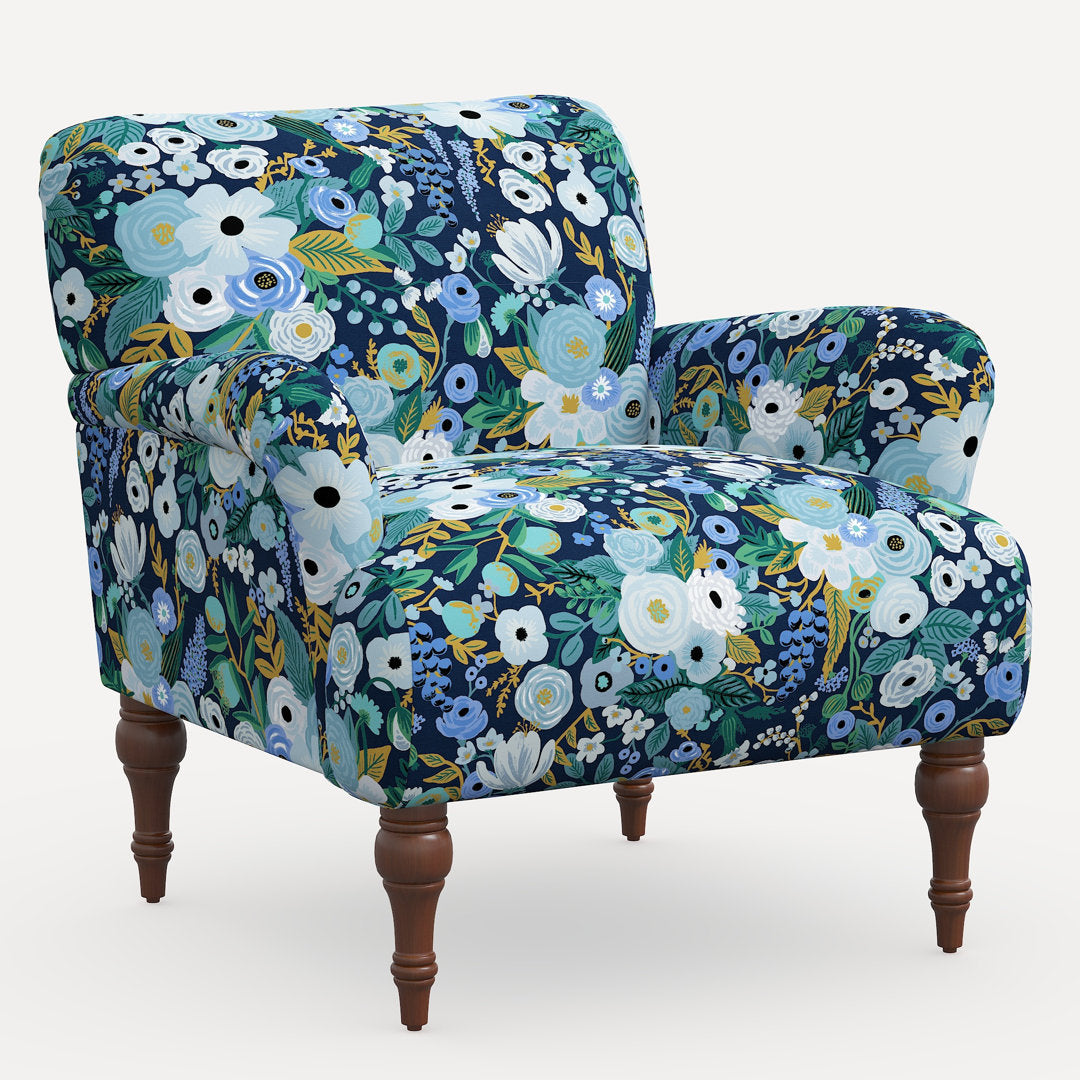 Rifle Paper Co. x Cloth & Company Bristol Armchair Rifle Paper Co. x Cloth & Company Body Fabric: Rpc Garden Party Blue Linen