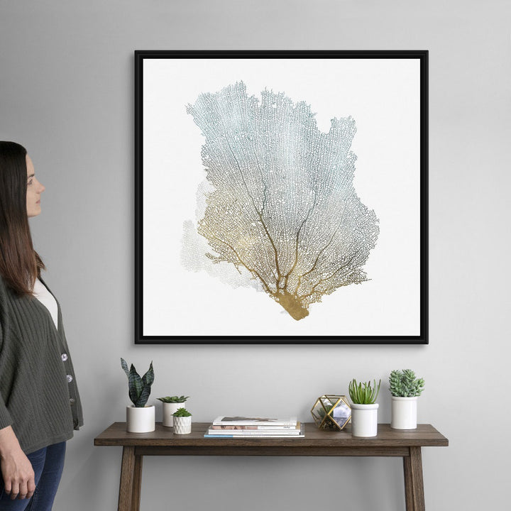 Delicate Coral I by Isabelle Z - Painting Print on Canvas Beachcrest Home™ Size: 38" H x 38" W x 1.75" D Format: Black Floater Framed Canvas