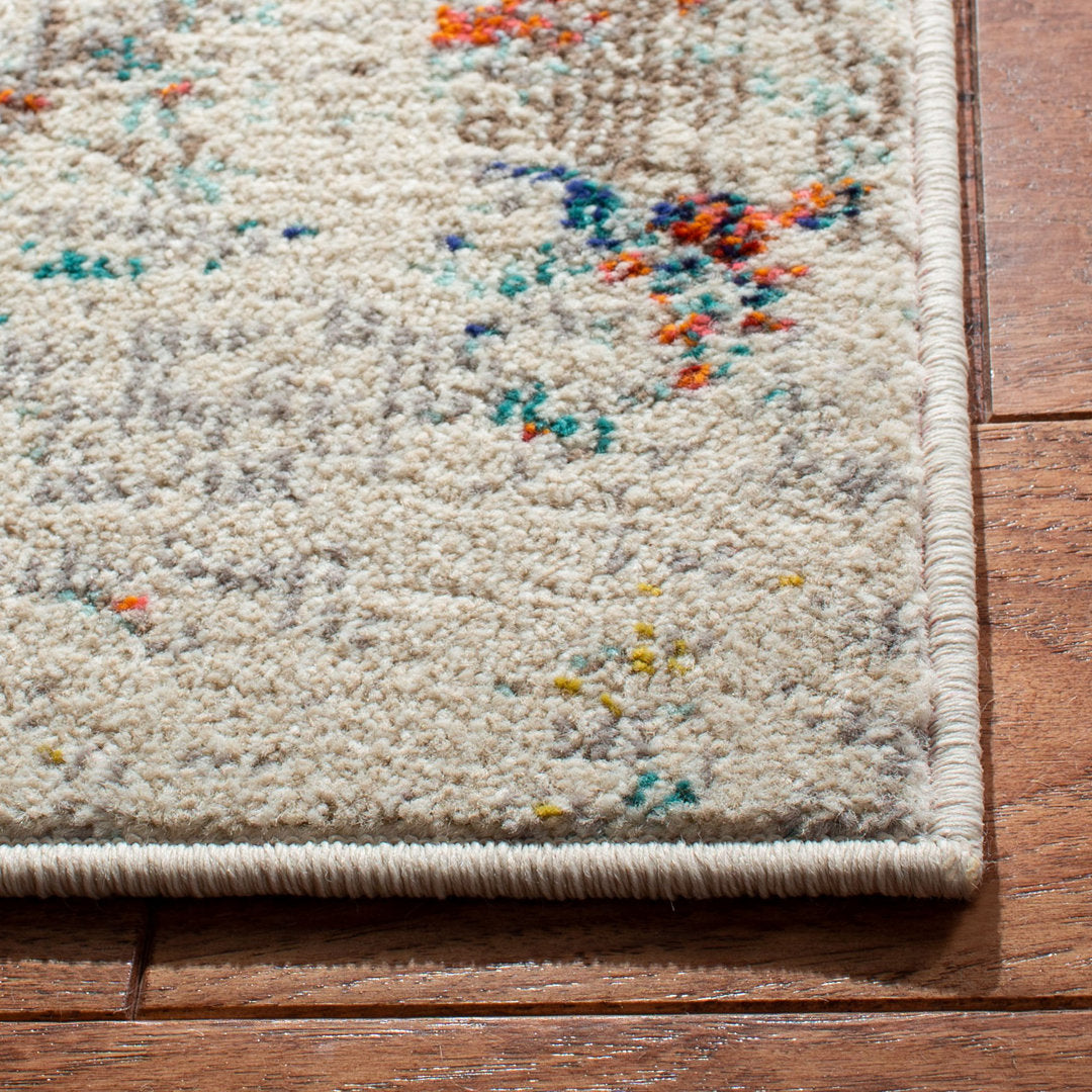 Felty Abstract Cream/Orange/Blue Rug Langley Street® Rug Size: Round 6'7"