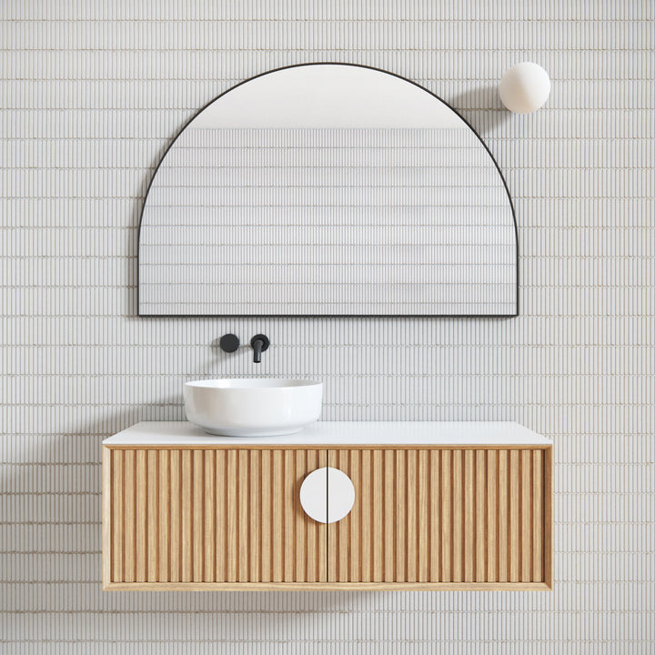 Kira Arched Mirror Glass Warehouse Size: 32'' X 48'' Finish: Black