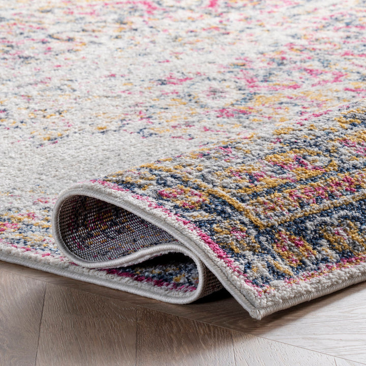 Mcalmont Medallion Power Loomed Performance Pink/Fuchsia Rug Bungalow Rose Rug Size: Oval 6'7" x 9'