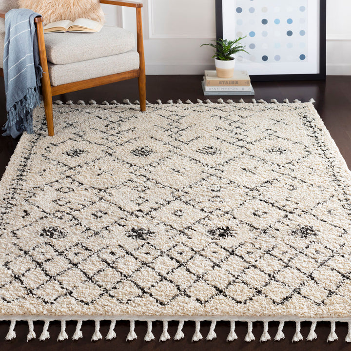 Mossy Moroccan Charcoal/Beige Area Rug AllModern Rug Size: Rectangle 6'7" x 9'