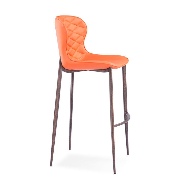 Albert Upholstered Bar & Counter Stool Upper Square™ Base Color: Wood Veneer, Upholstery Color: Orange Seat Height: Counter Stool (24” Seat Height)