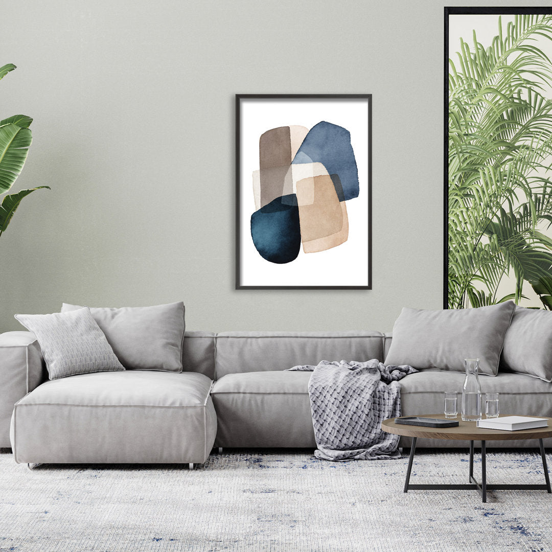 Blue Brown Blocks by Kathrin Pienaar - Picture Frame Print on Wood Ready2hangart Size: 16" W x 24" H