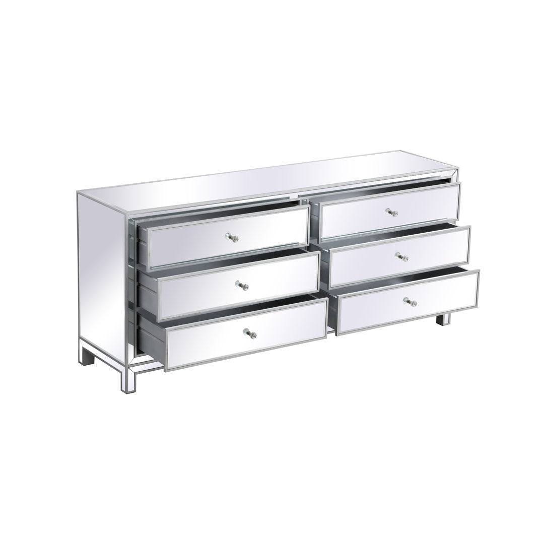 Rotella Mirrored 6 Drawer Double Dresser Everly Quinn Color: Silver