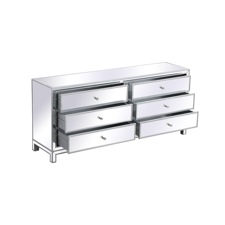 Rotella Mirrored 6 Drawer Double Dresser Everly Quinn Color: Silver