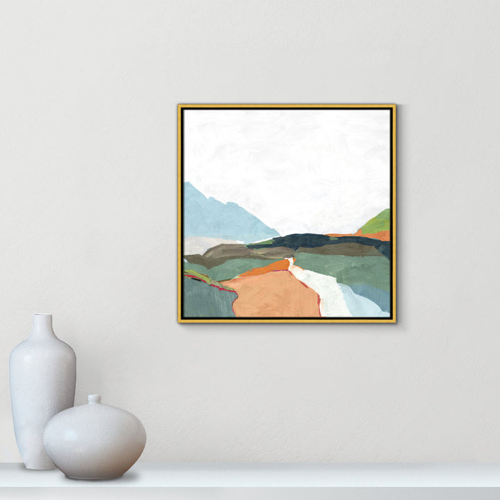 April Morning - Floater Frame Painting on Canvas Joss & Main Size: 25.5" H x 25.5" W x 2" D Format: Gold