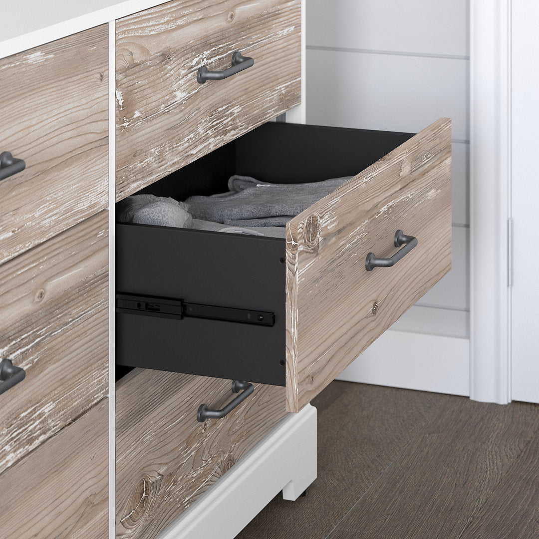 Torkelson River Brook 6 Drawer Double Dresser Ebern Designs Color: White Suede Oak/Barnwood