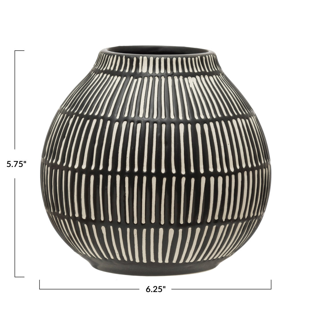 Aida Black/White 5.75" Stoneware Table Vase Joss & Main
