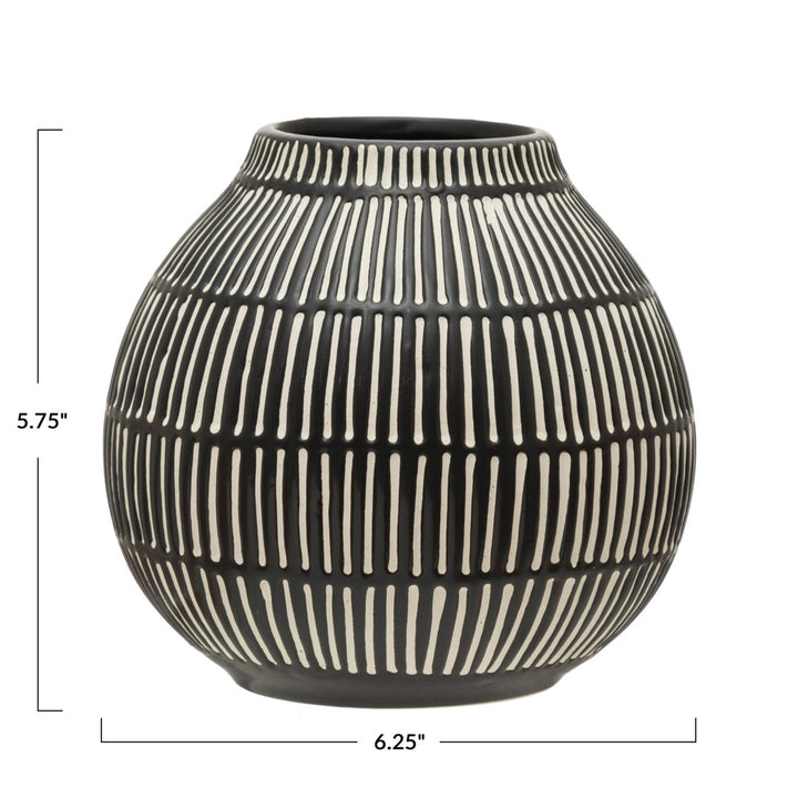 Aida Black/White 5.75" Stoneware Table Vase Joss & Main