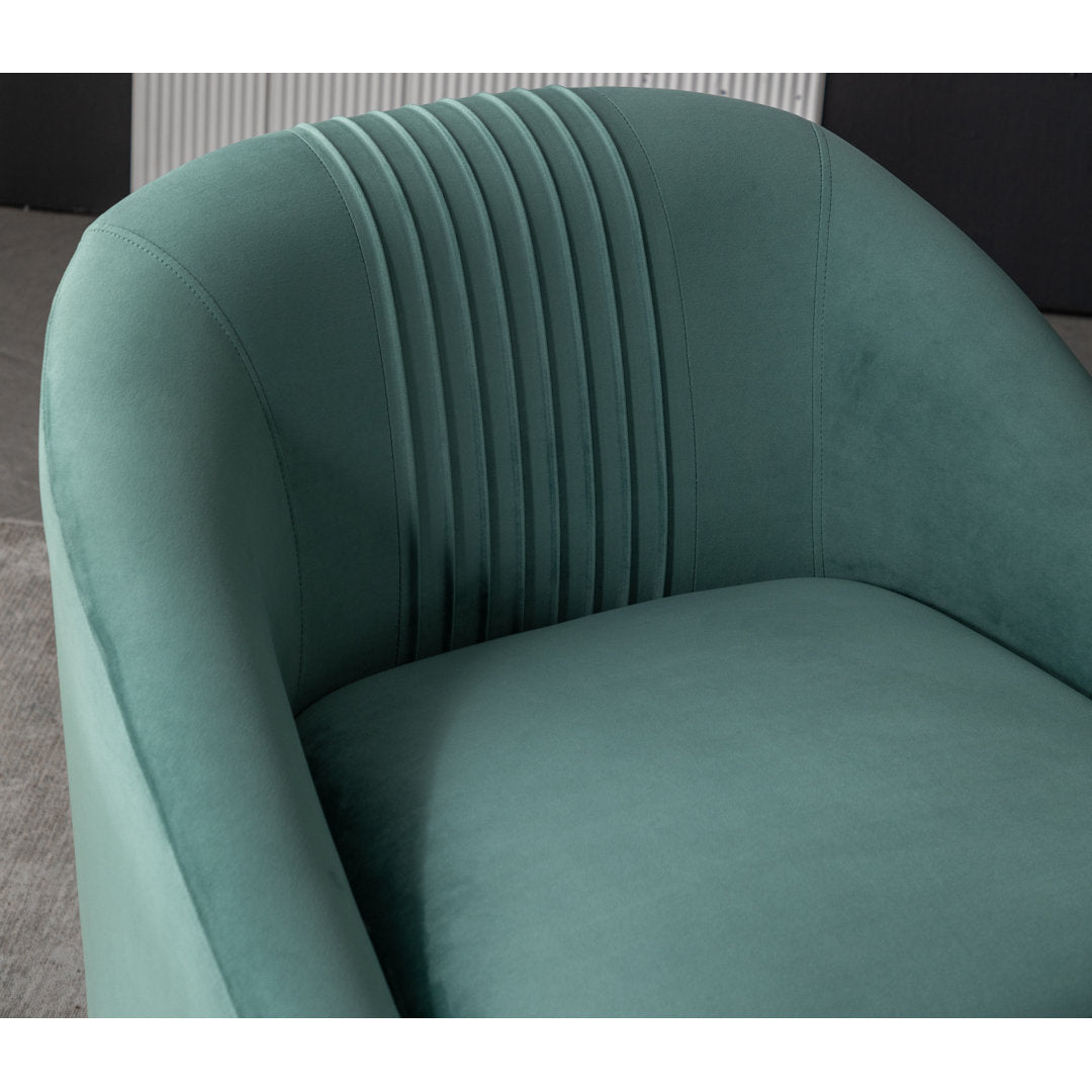 Arrun 28" W Velvet Swivel Barrel Chair (Set of 2) Wade Logan® Fabric: Teal Velvet