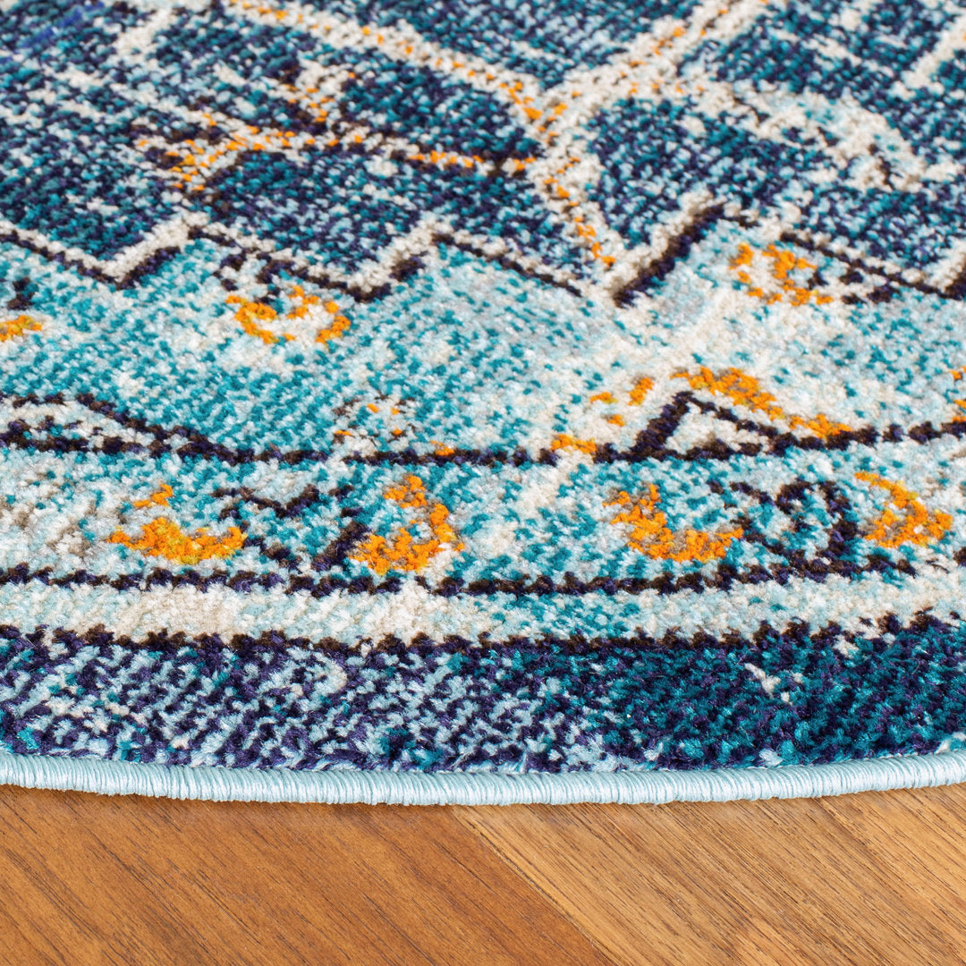Felty Oriental Blue/Light Blue Area Rug Langley Street® Rug Size: Round 5'