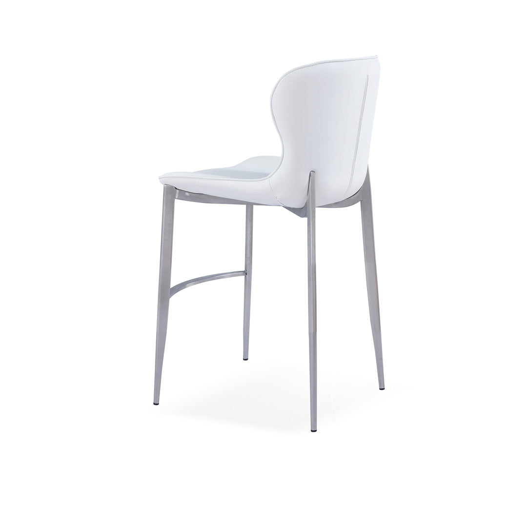 Albert Upholstered Bar & Counter Stool Upper Square™ Base Color: Stainless Steel, Upholstery Color: White Seat Height: Counter Stool (24” Seat Height)