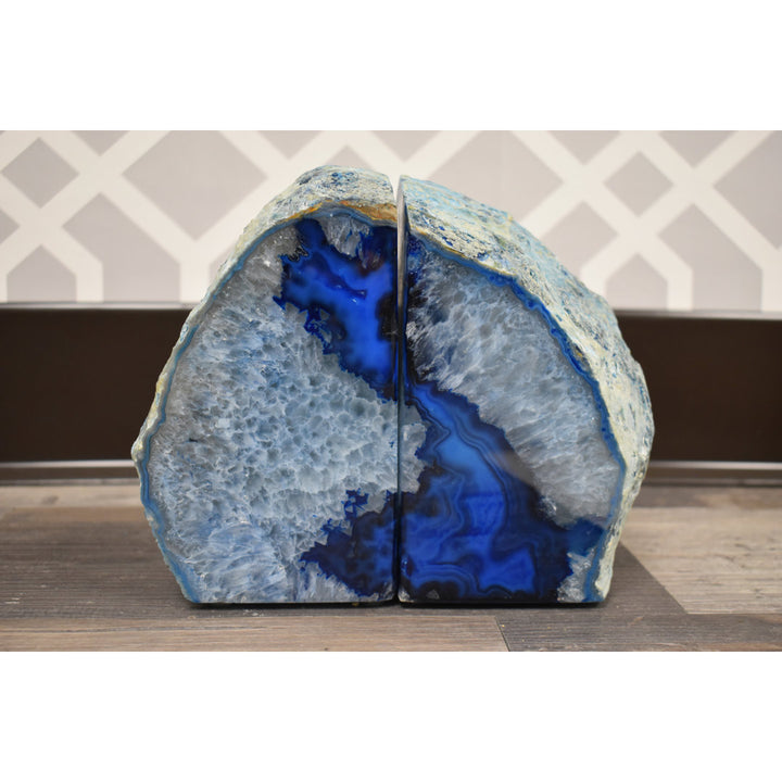 Evelynn Non-skid Blue Agate Bookends (Set of 2) Willa Arlo™ Interiors Size: 6.5" H x 7" W x 3" D