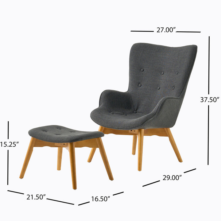 Dayon 68.58Cm Wide Tufted Polyester Lounge Chair and Ottoman George Oliver Fabric: Dark Gray Fabric