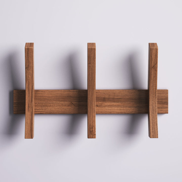 Algarin Mid Century Coat Rack With 3 Wooden Hooks - Black Wade Logan® Color: Walnut