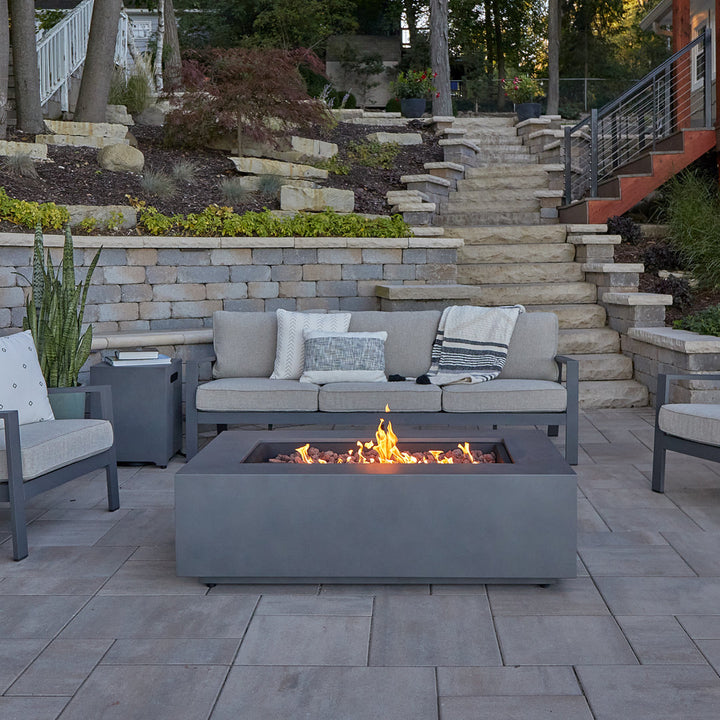 AEGEAN Propane / Natural Gas Outdoor Fire Pit Table Real Flame Size: 15" H x 50" W x 32" D Finish: Weathered Slate