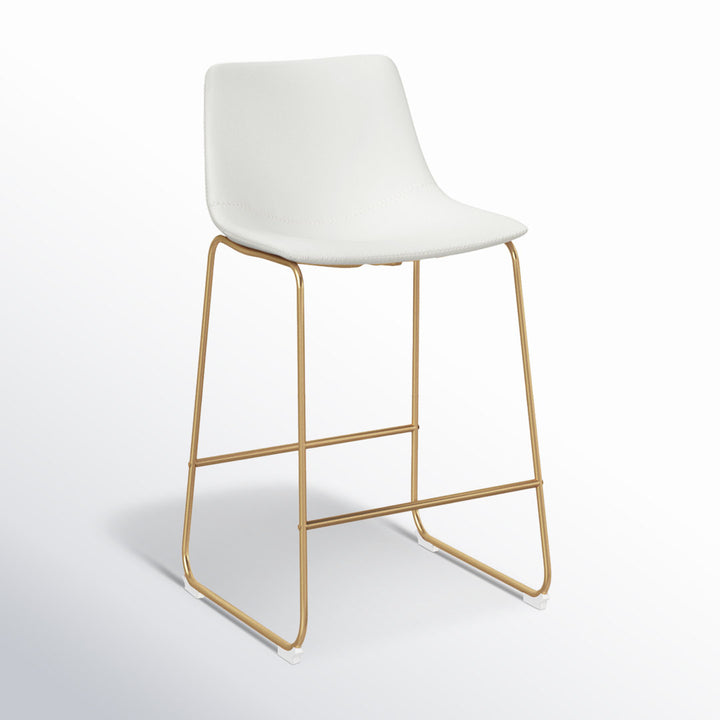 Nia Vegan Leather Bar & Counter Stool (Set of 2) AllModern Frame Color: Gold Seat Height: Counter Stool (24" Seat Height), Upholstery: Off White Vegan Leather